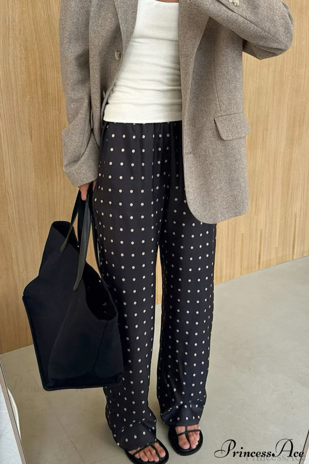 Elegant Polka Dot Straight Leg Pants - Image 2