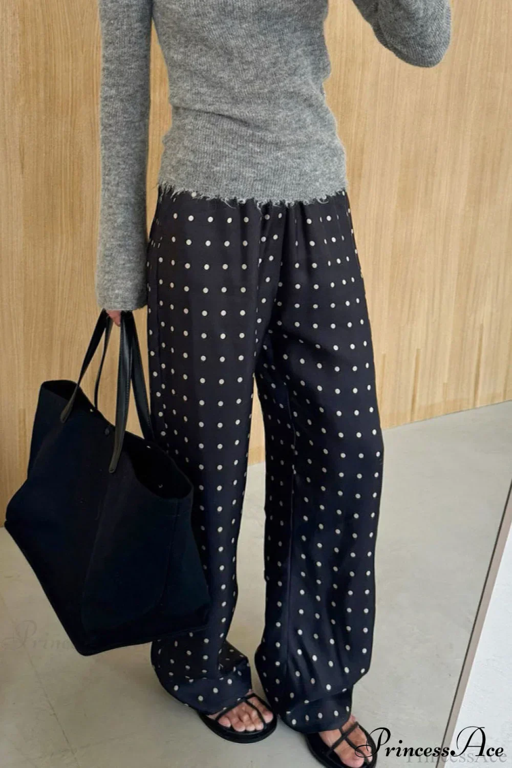 Elegant Polka Dot Straight Leg Pants - Image 3