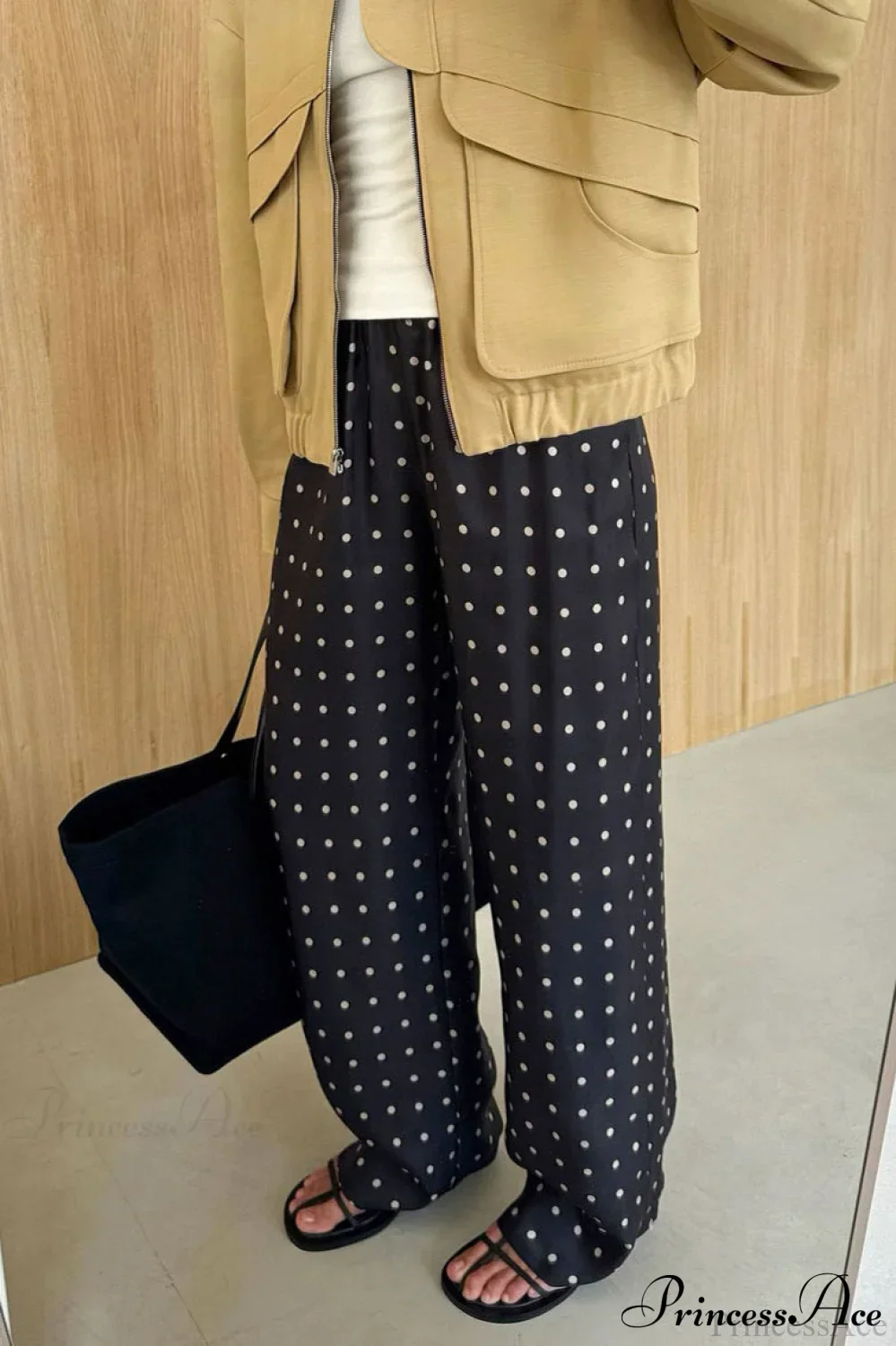 Elegant Polka Dot Straight Leg Pants - Image 4