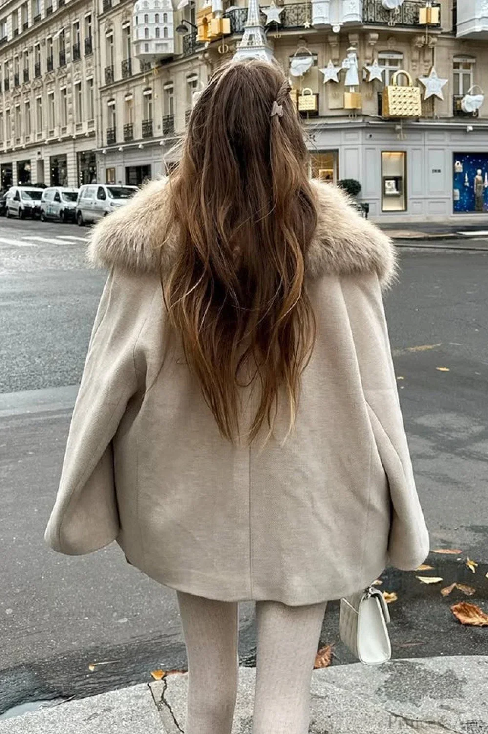 Elegant Relaxed Faux Fur Collar Single-Breasted Coat - Image 4
