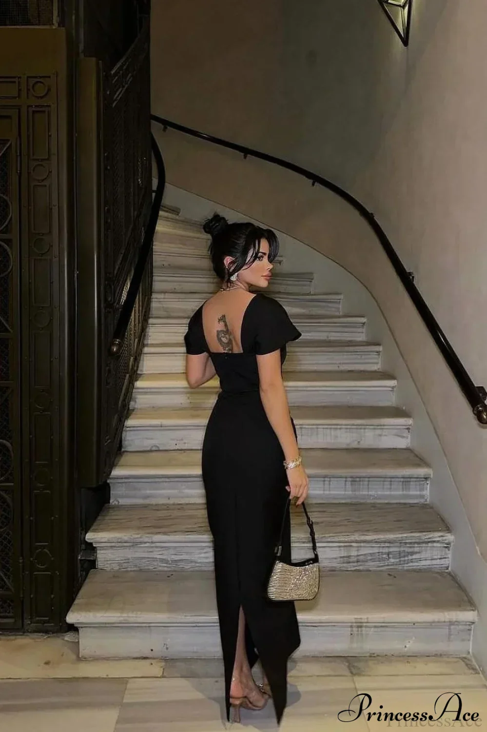 Elegant Rhinestone Strappy Party Dress - Image 6