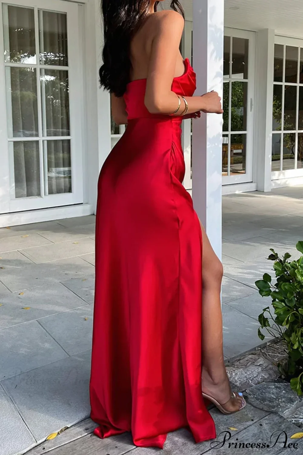 Elegant Ruched Side Slit Party Dress - Image 3