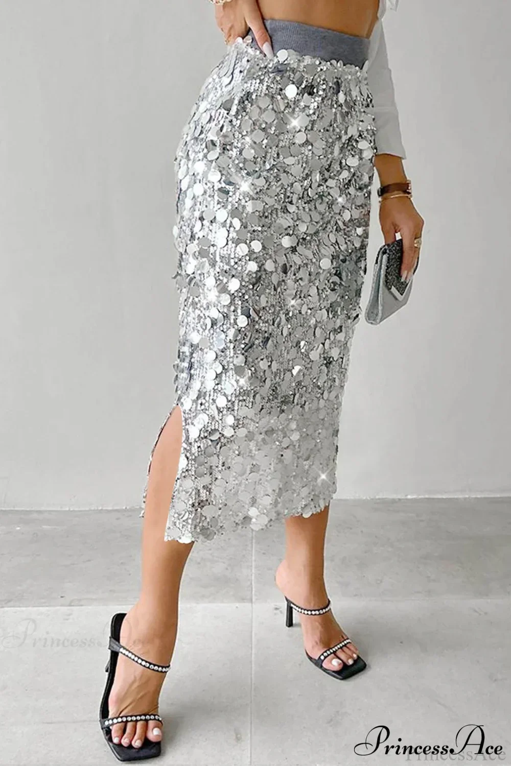 Elegant Sequin High-Waist Bodycon Midi Skirt - Image 7