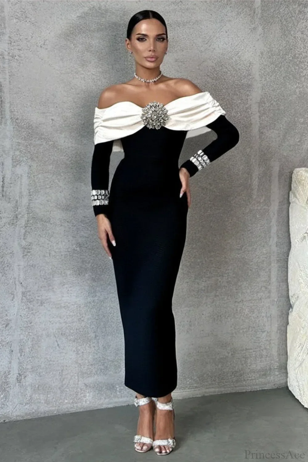 Elegant Sequin Sexy Off-the-Shoulder Evening Dress