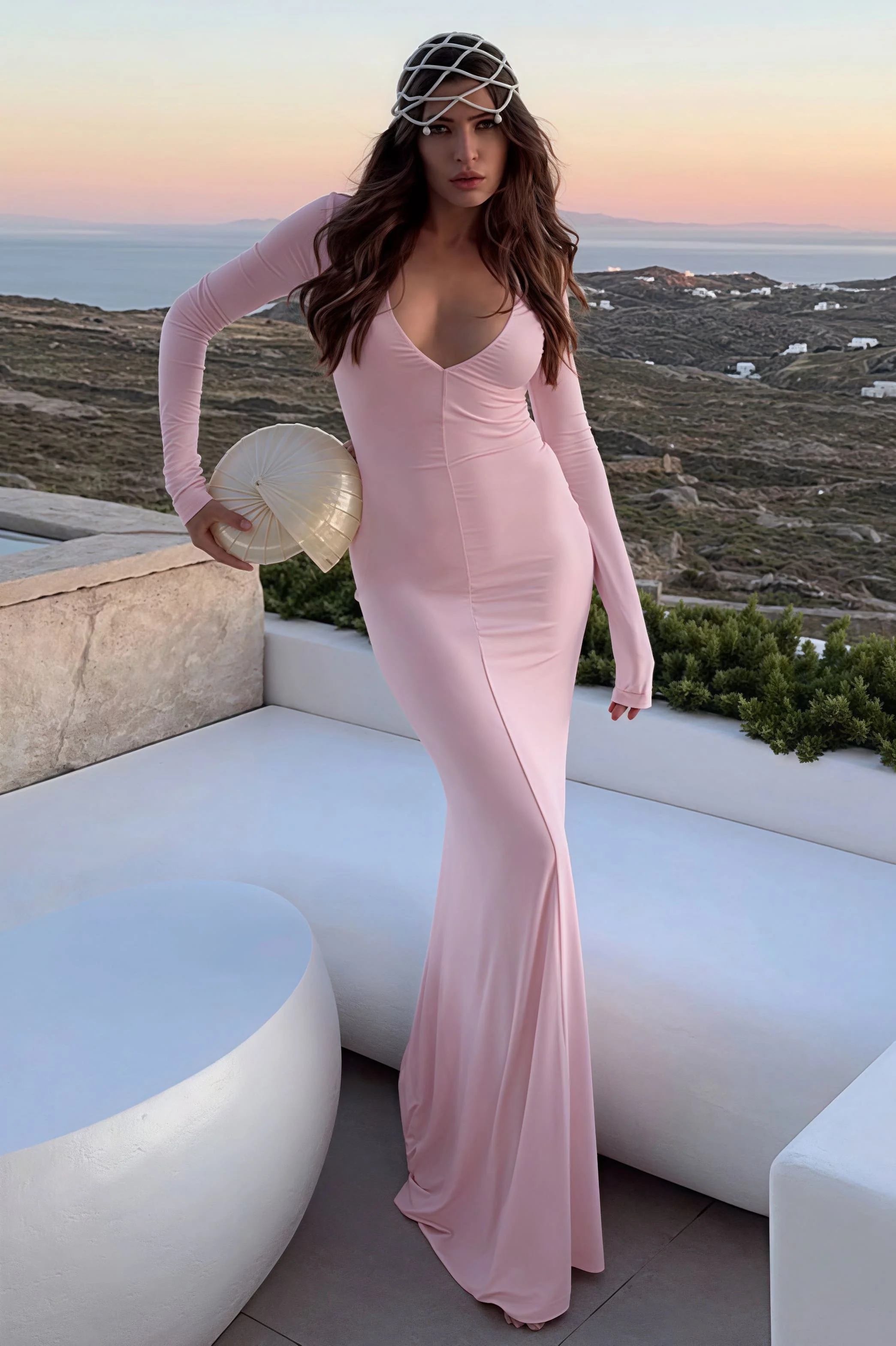 Elegant Sexy Deep V-Neck Long Sleeve Bodycon Maxi Dress - Image 6
