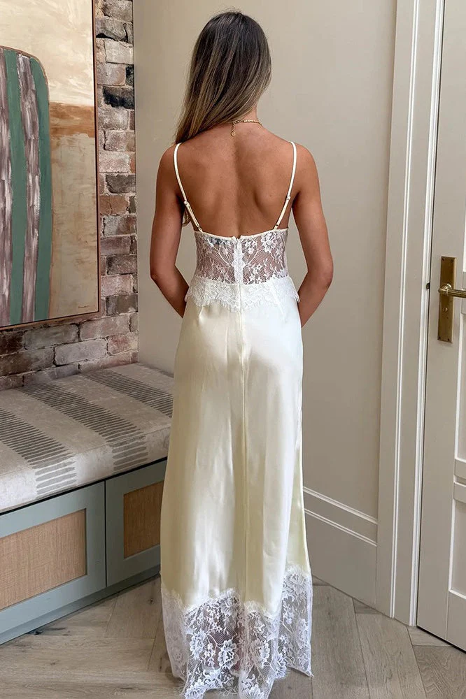 Elegant Sexy Deep V Sheer Lace Patchwork Maxi Dress - Image 4