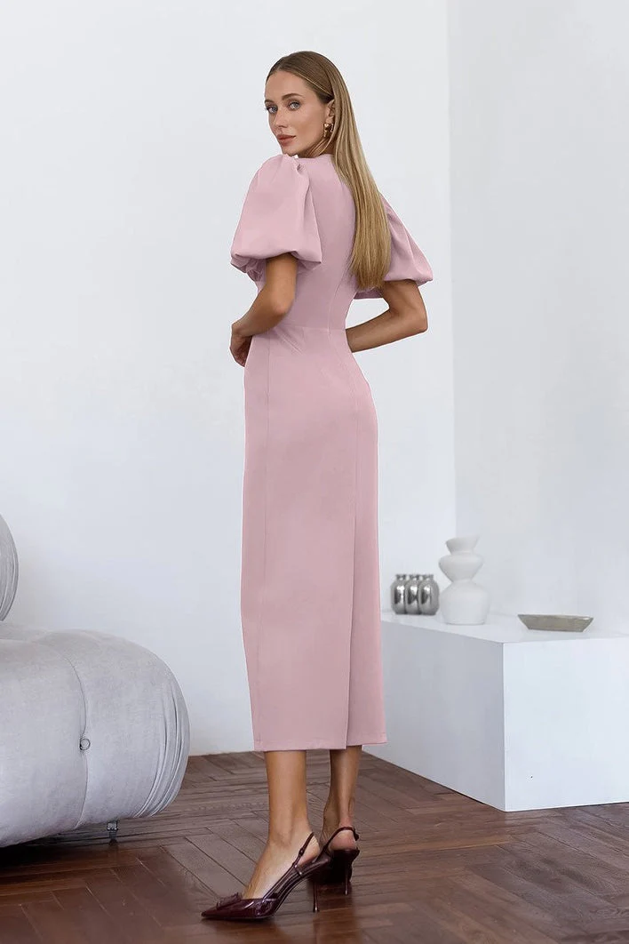 Elegant Sexy Puff Sleeve Bodycon Maxi Dress - Image 6