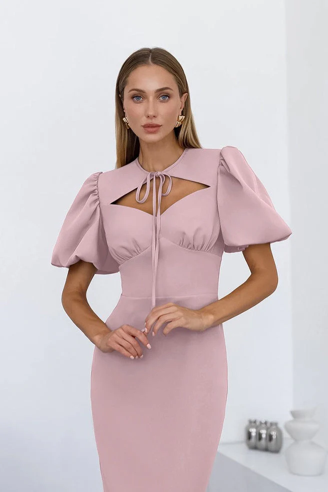 Elegant Sexy Puff Sleeve Bodycon Maxi Dress - Image 7