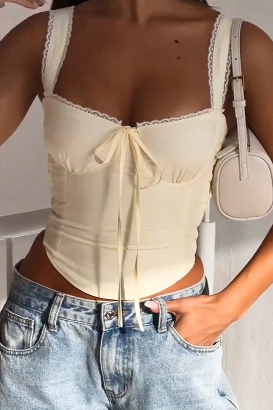 Elegant Sexy Versatile Lace Trim Cami Top - Image 2