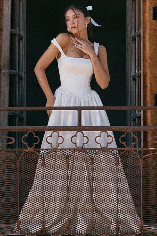 Elegant Solid A Line Long Prom Dress - Image 3