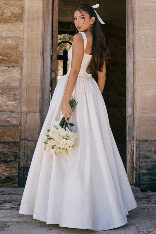 Elegant Solid A Line Long Prom Dress - Image 6