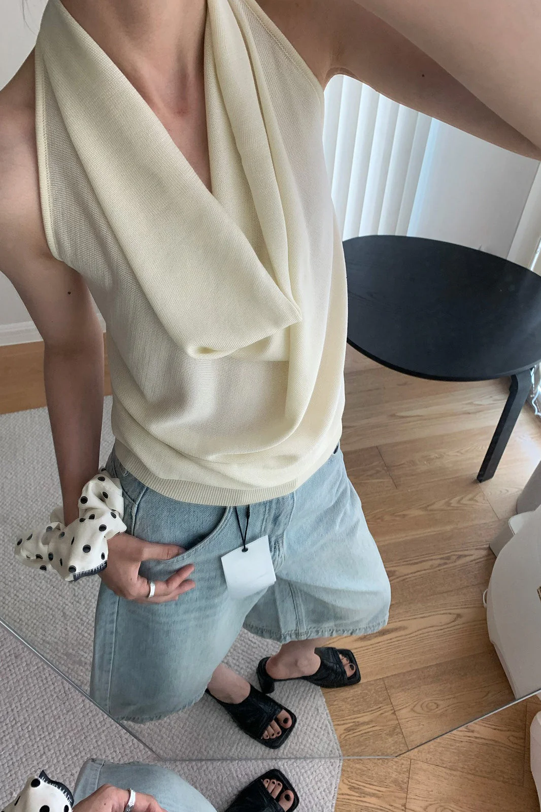 Elegant Solid Draped Neck Halter Top - Image 10