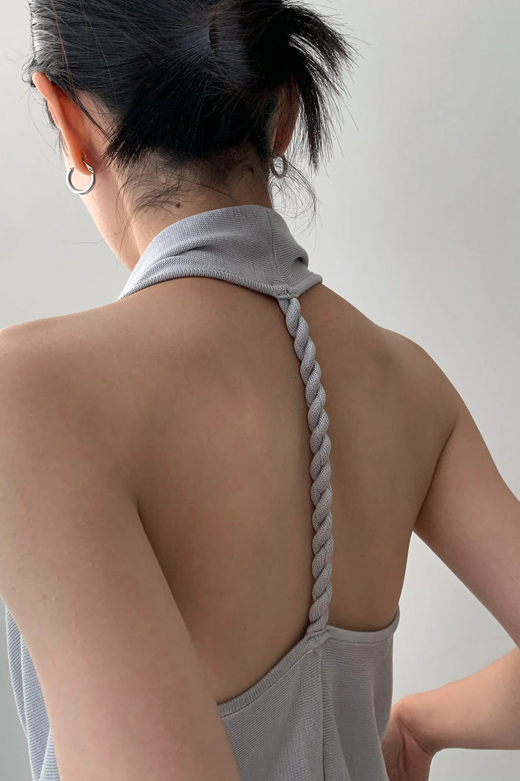 Elegant Solid Draped Neck Halter Top - Image 8