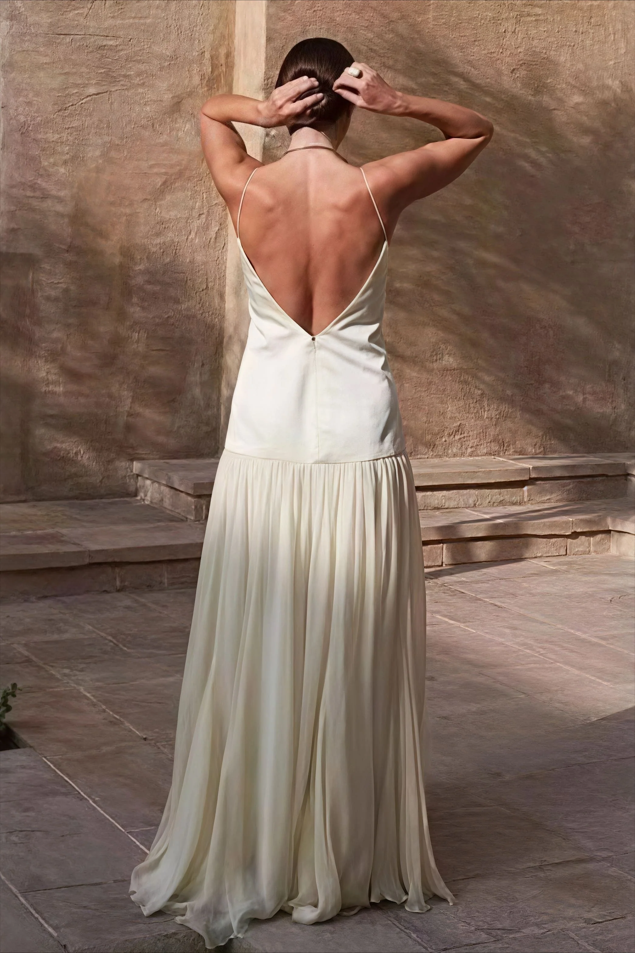 Elegant Solid Flowy Chiffon Cami Maxi Dress - Image 4
