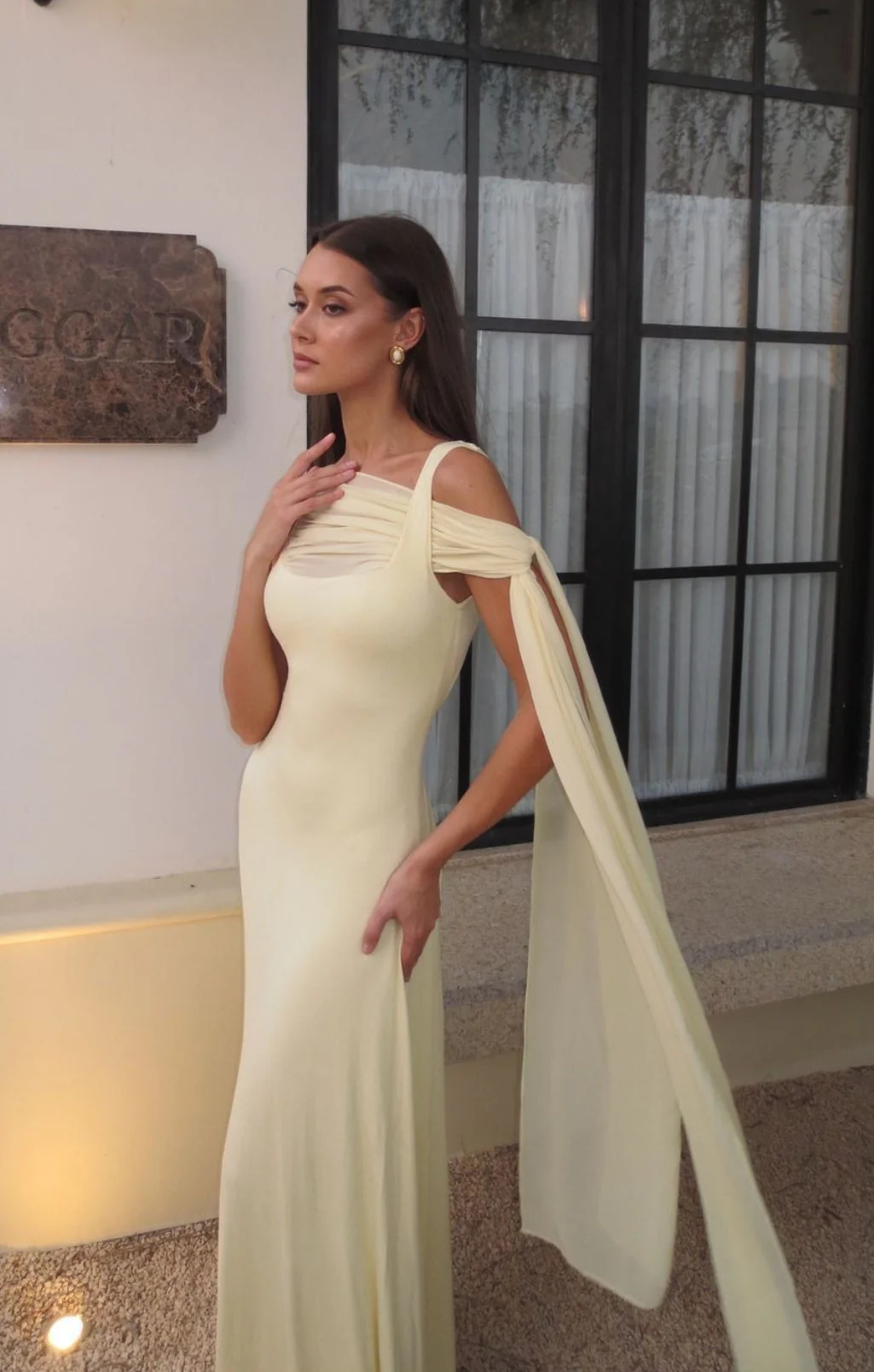 Elegant Solid Sash Shawl Cami Maxi Dress - Image 3