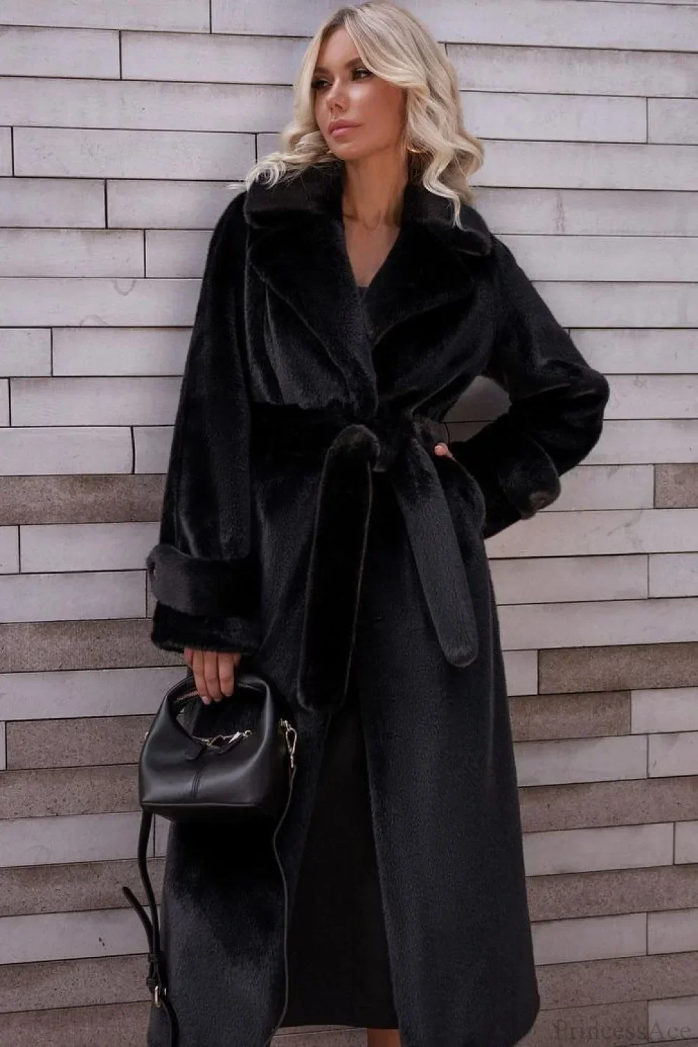 Elegant Thickened Plush Faux Fur Overcoat - Image 4