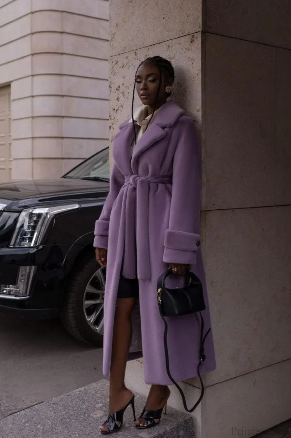 Elegant Thickened Plush Faux Fur Overcoat - Image 5