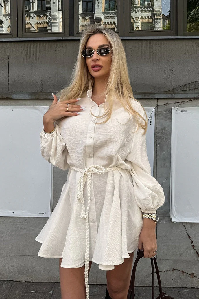 Elegant Tie-Waist Chic Mini Dress - Image 3