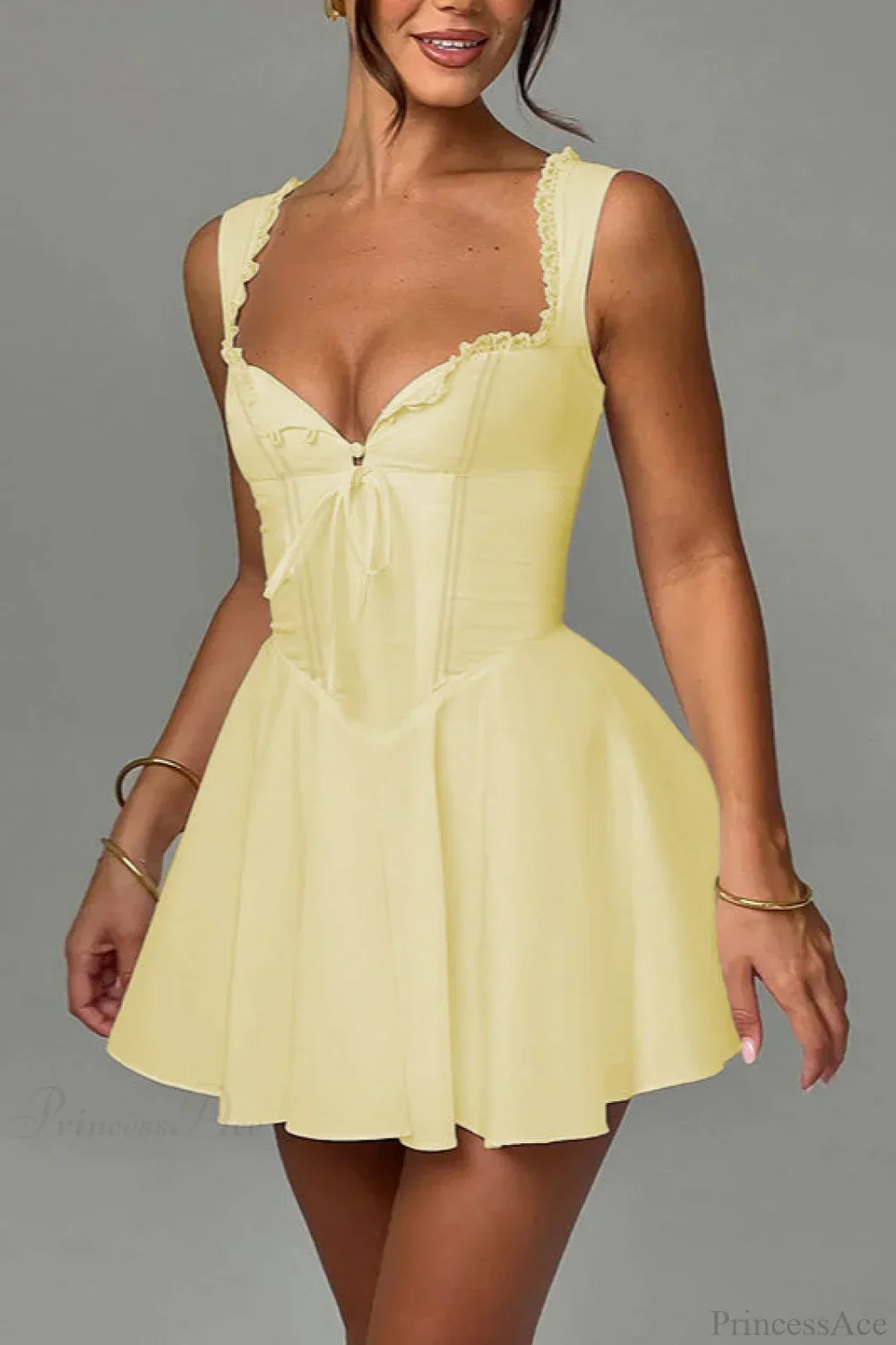 Elegant Waist Slim A Line Sexy Mini Dress - Image 2