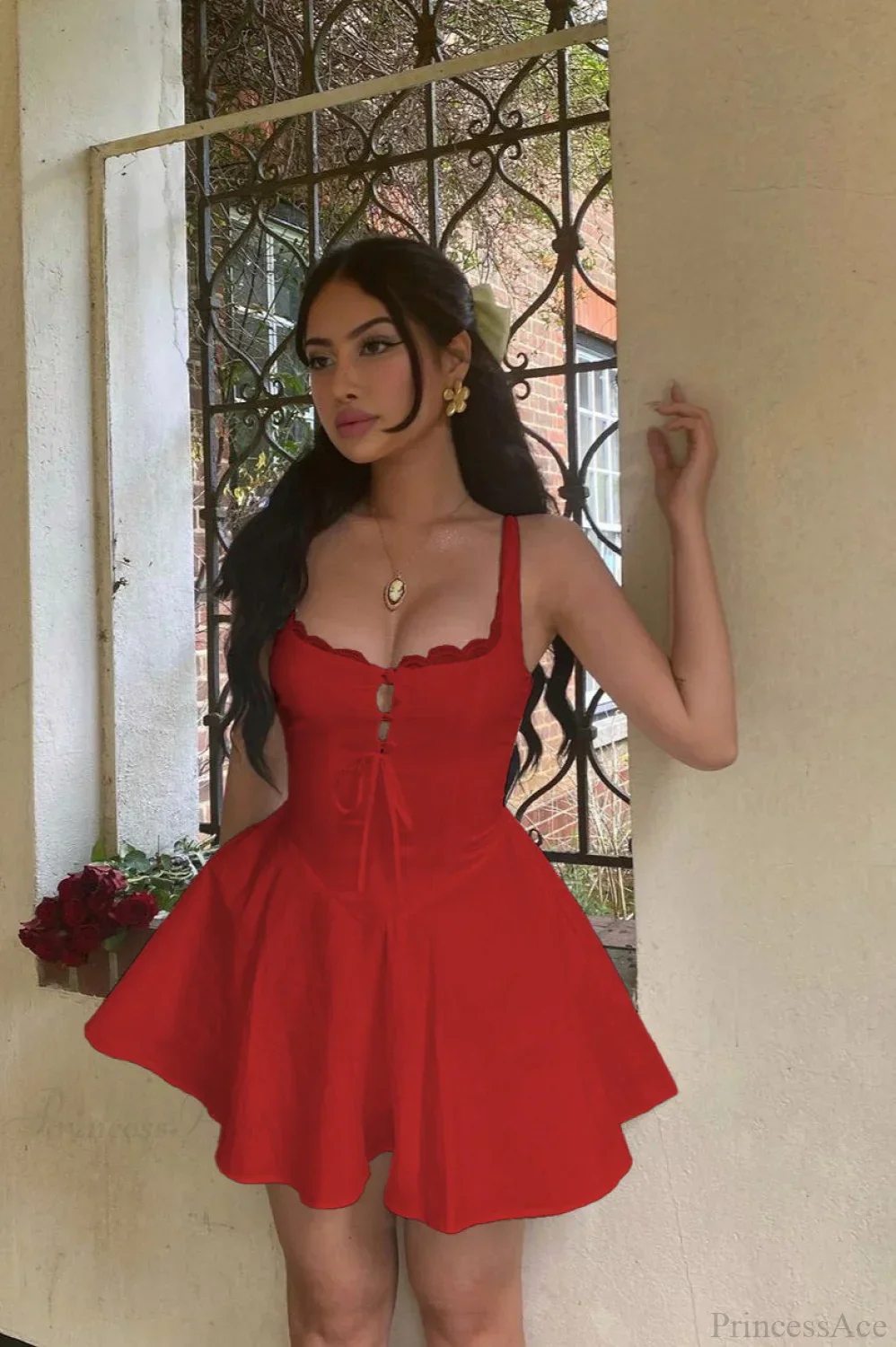 Elegant Waist Slim A Line Sexy Mini Dress - Image 6