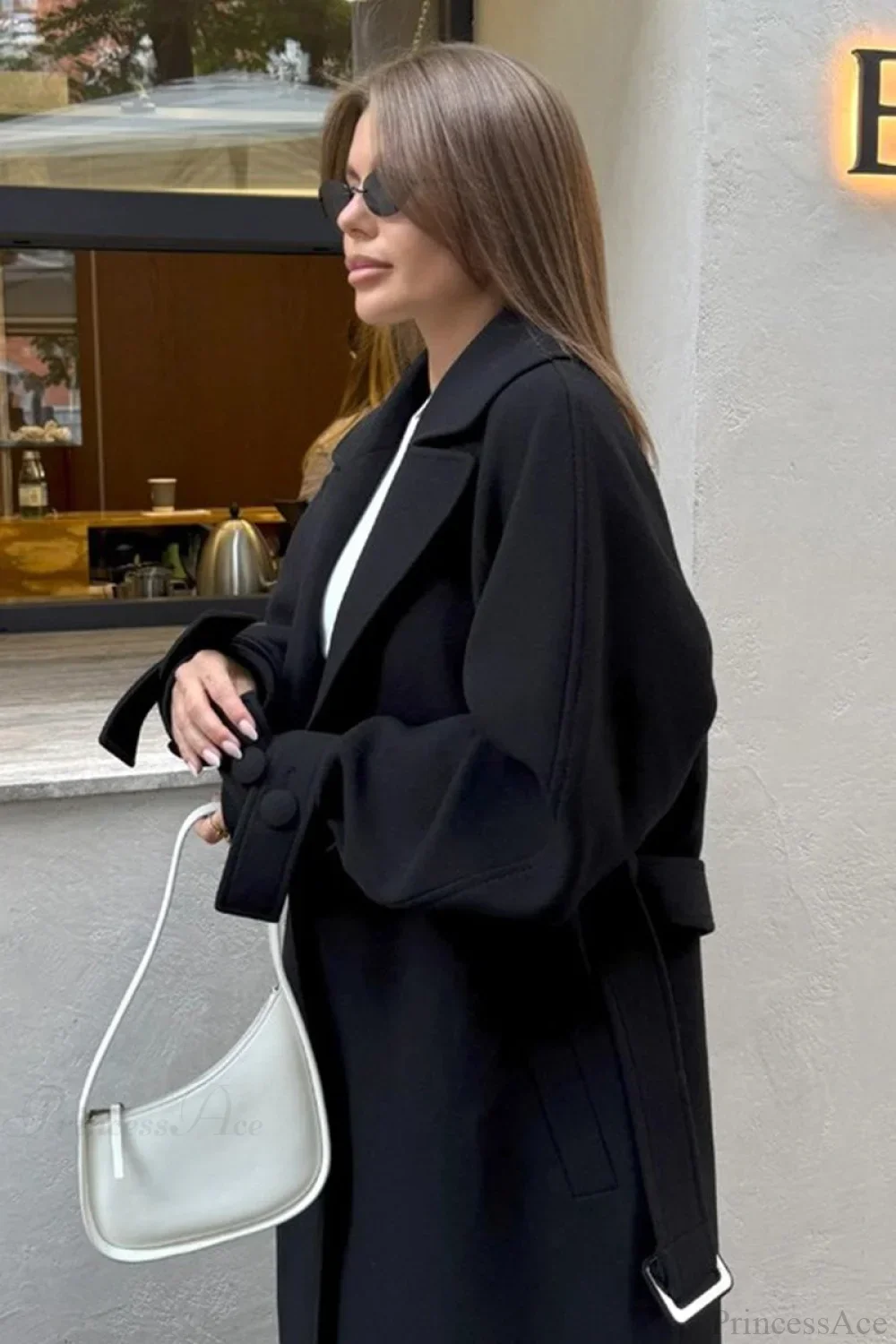 Vintage Elegant Wool Tie Waist Relaxed Overcoat - Image 8