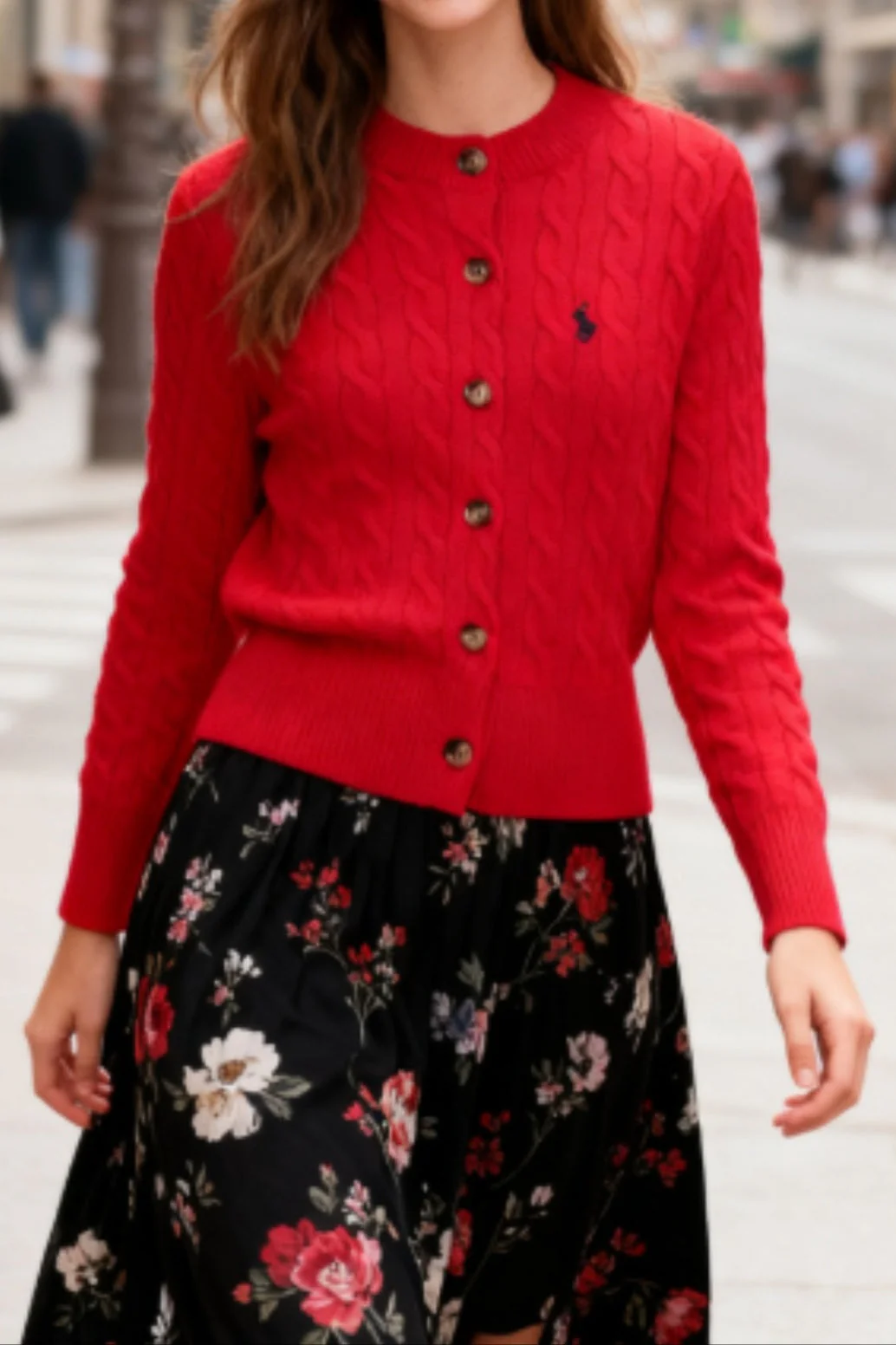 Embroidered Cable Wool Cardigan - Image 2