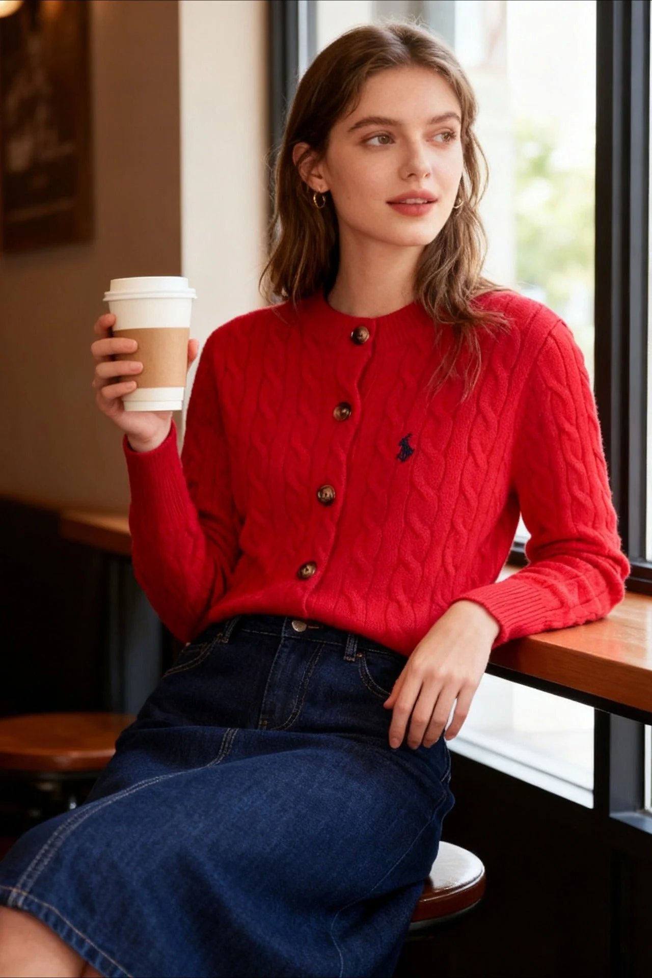 Embroidered Cable Wool Cardigan - Image 3