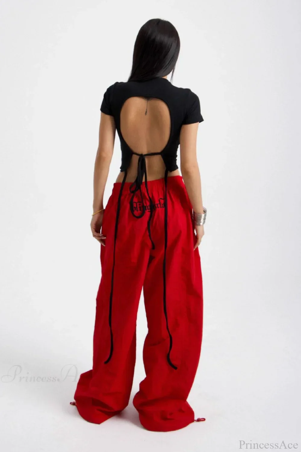 Embroidered Cargo Street Straight Leg Pants - Image 2