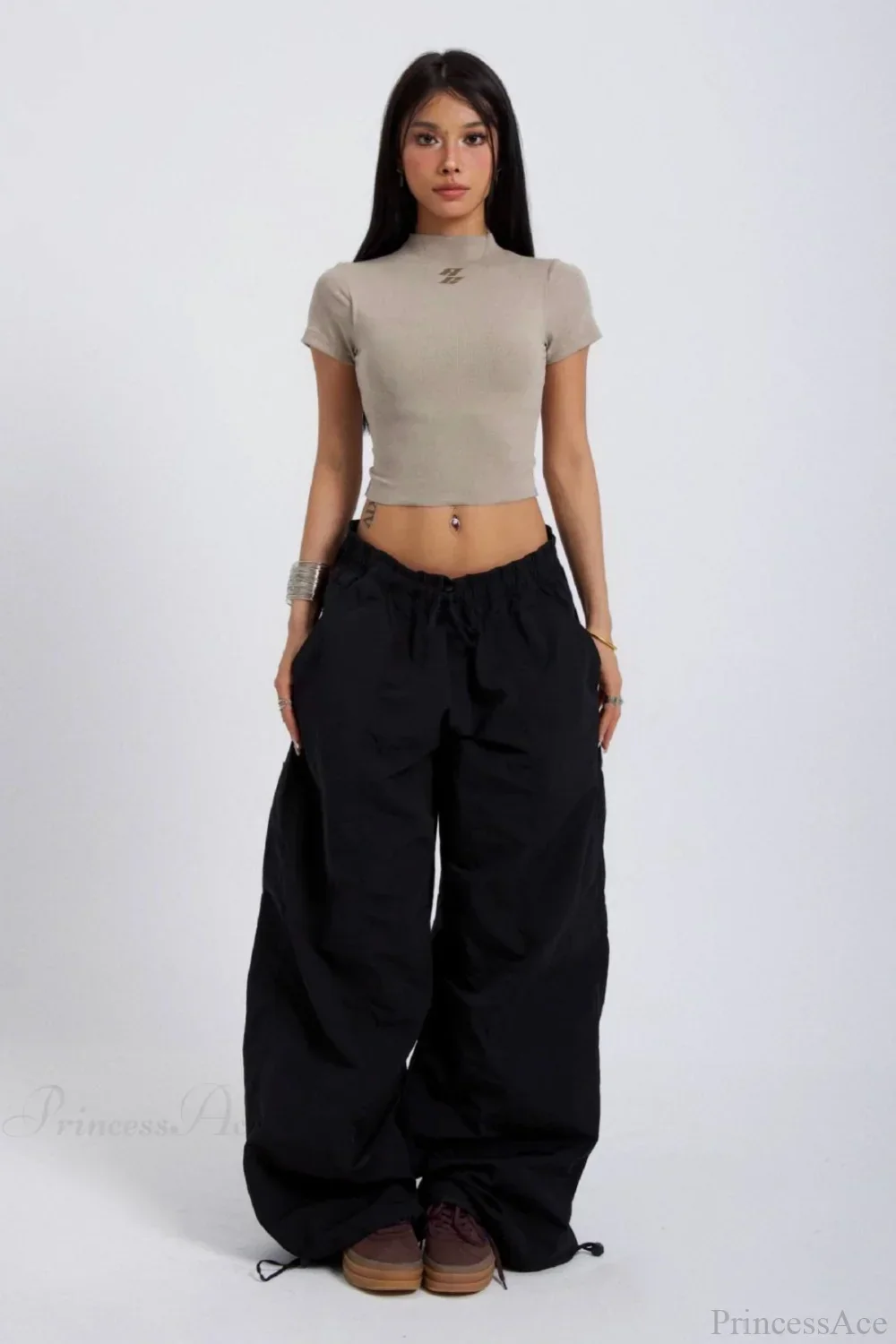 Embroidered Cargo Street Straight Leg Pants - Image 3