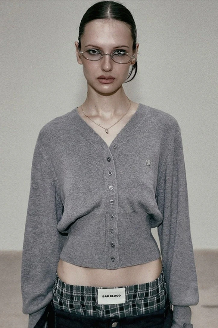 Embroidered Cotton V Neck Cardigan - Image 5