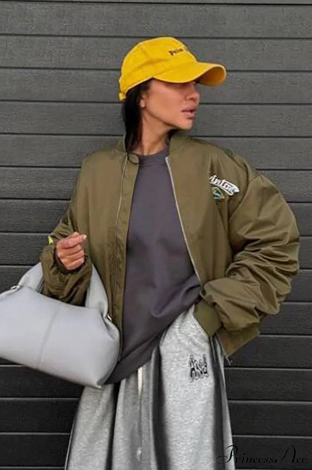 Embroidered Loose Bomber Long Sleeve High End Green Jacket - Image 2