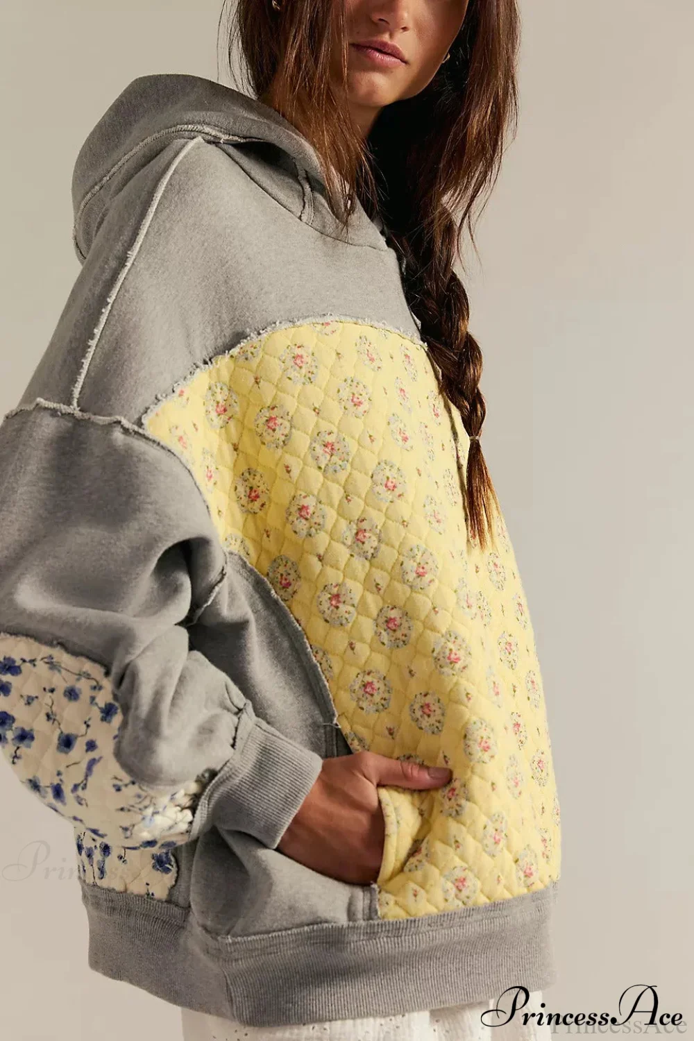 Embroidered Panel Design Casual Pullover Hoodie - Image 4