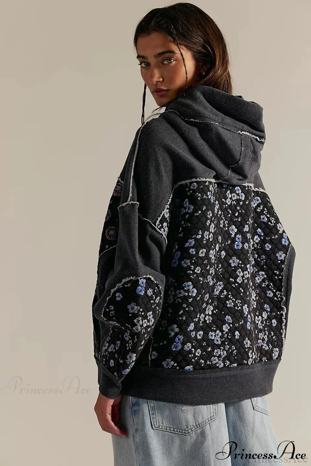 Embroidered Panel Design Casual Pullover Hoodie - Image 6