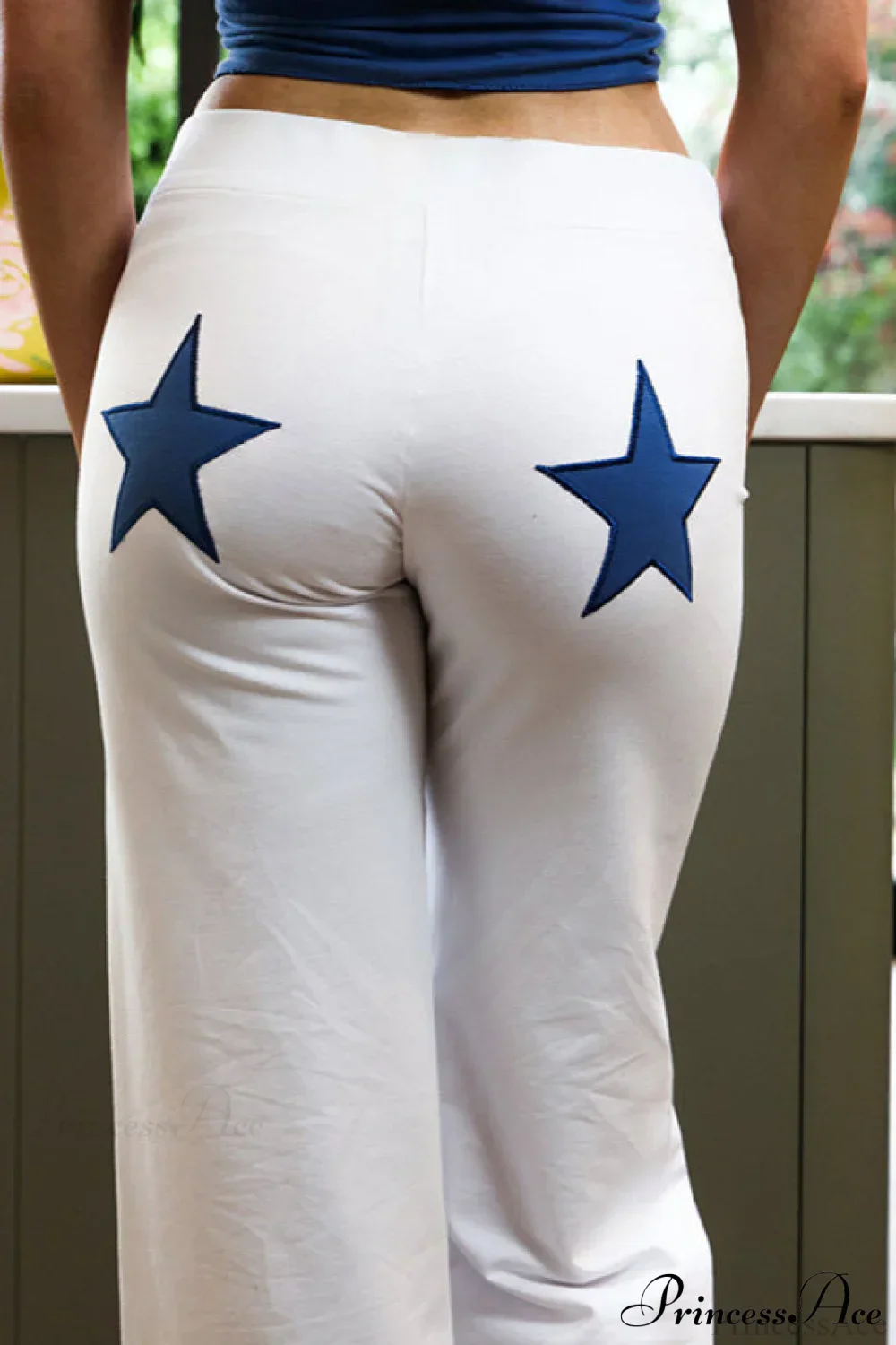 Embroidered Star High Waist Slim Straight Pants - Image 6