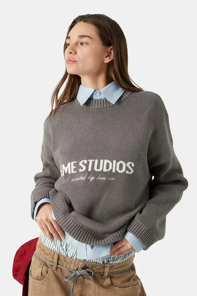 Embroidery Knit Slouchy Pullover Blouse - Image 4