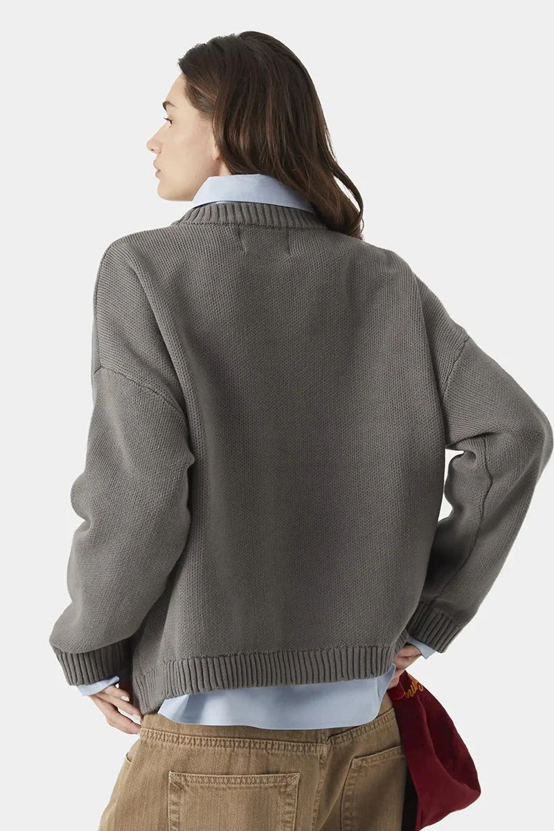 Embroidery Knit Slouchy Pullover Blouse - Image 5