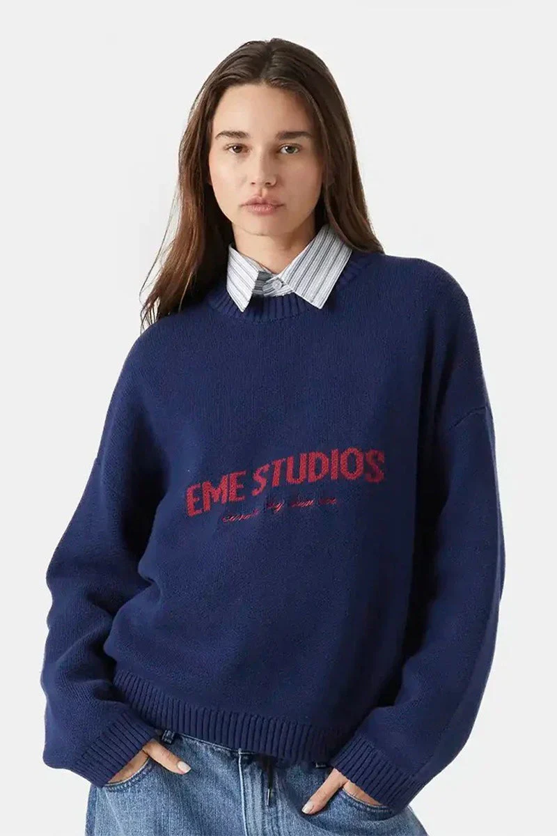 Embroidery Knit Slouchy Pullover Blouse - Image 6