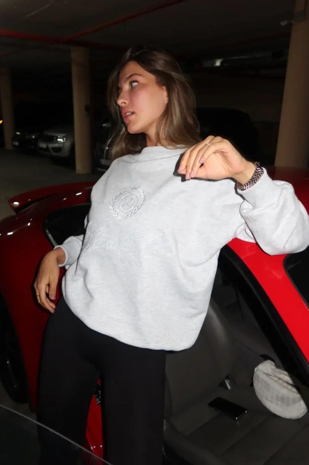 Embroidery Solid Color Loose Versatile Crew Neck Sweatshirt - Image 8