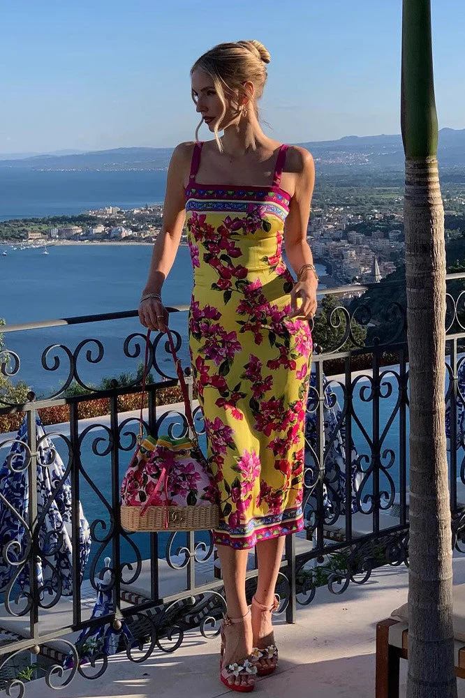 Ethnic Vintage Print Slim Cami Midi Dress - Image 4