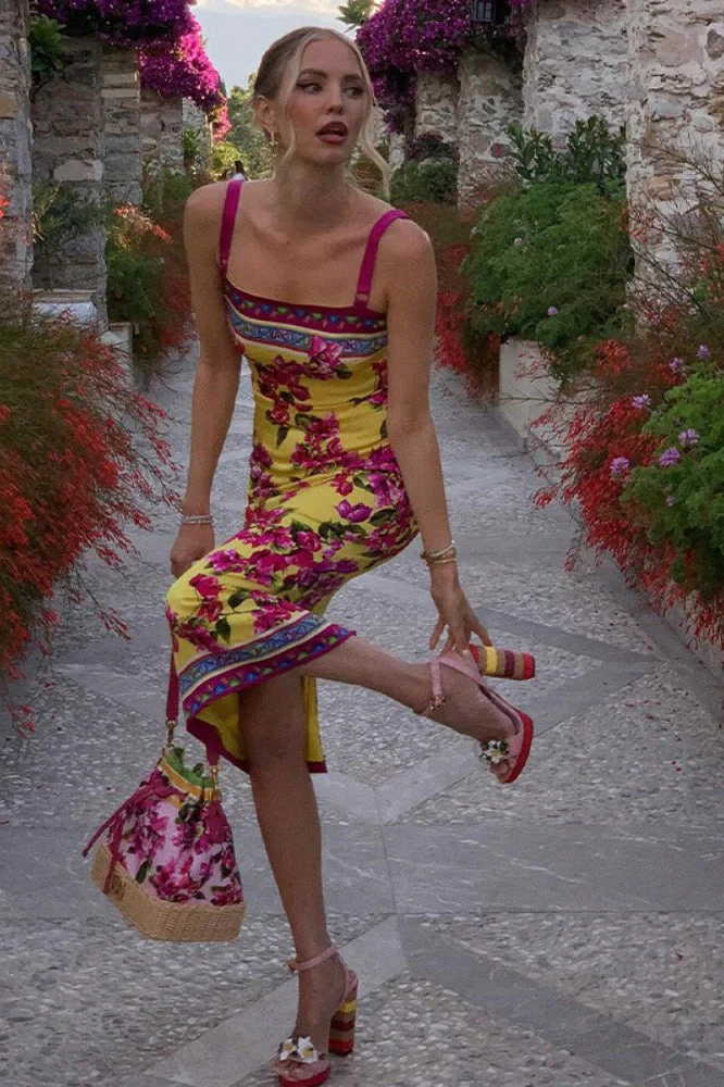 Ethnic Vintage Print Slim Cami Midi Dress - Image 6