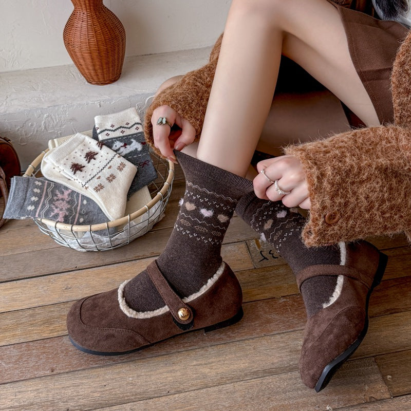 Intarsia Retro Thick Warm Mid Calf Socks - Image 10