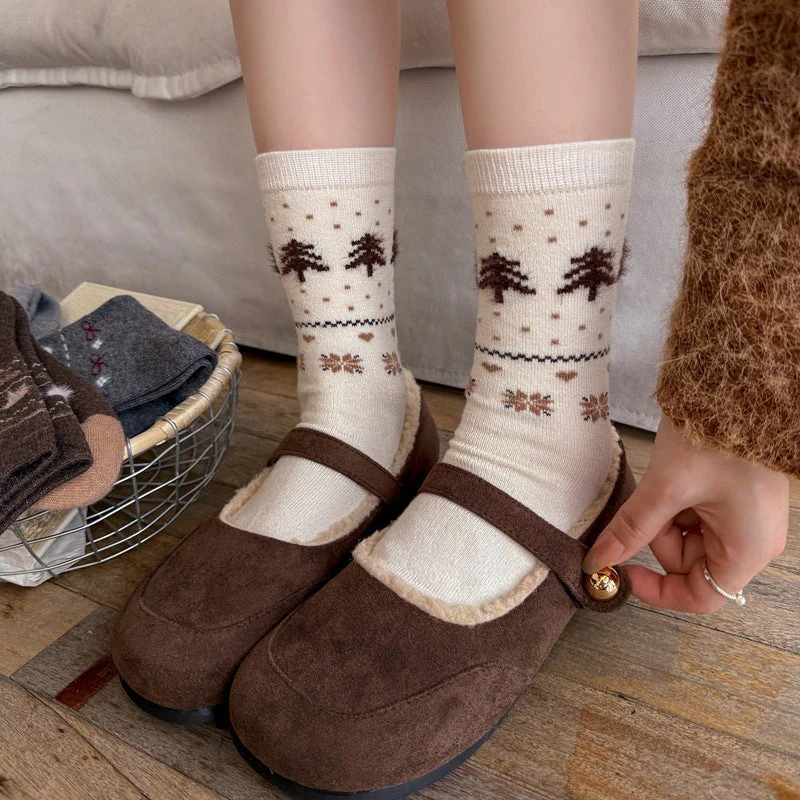 Intarsia Retro Thick Warm Mid Calf Socks - Image 8
