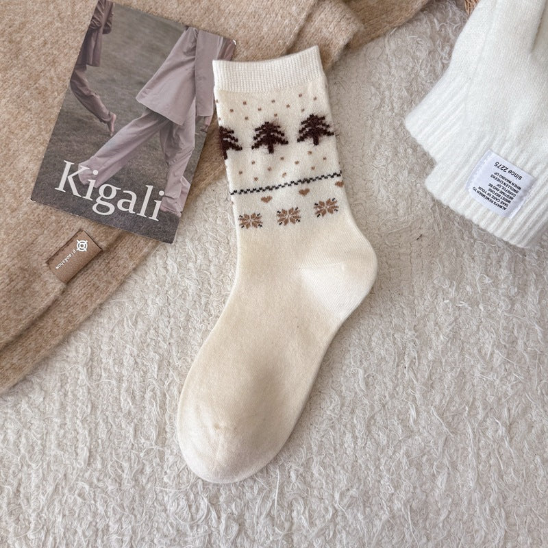 Intarsia Retro Thick Warm Mid Calf Socks - Image 9