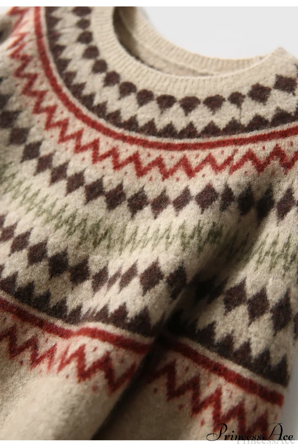Fair Isle Loose Crewneck Plus Size Knit Sweater - Image 4