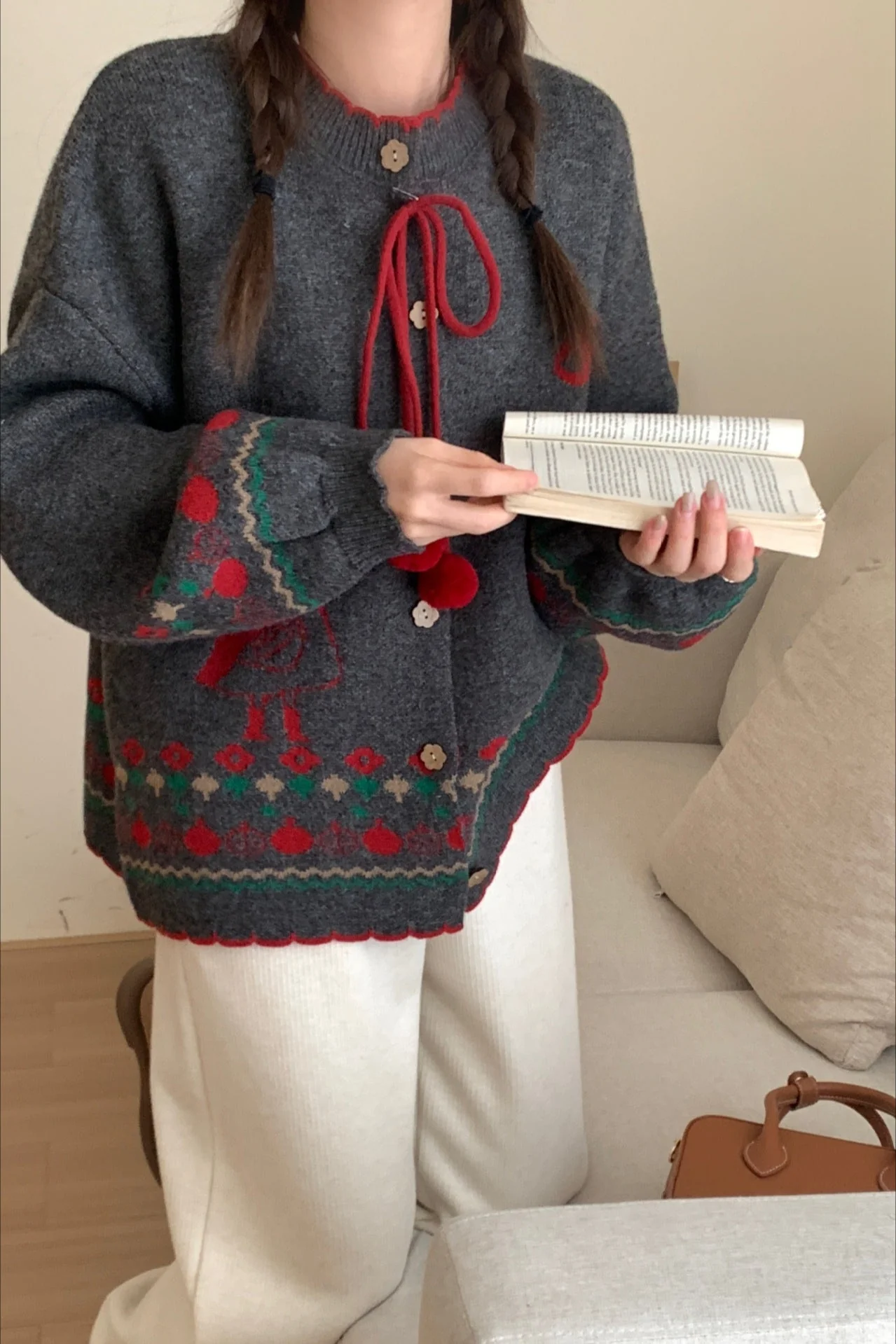 Pompom Oversized Cardigan - Image 4