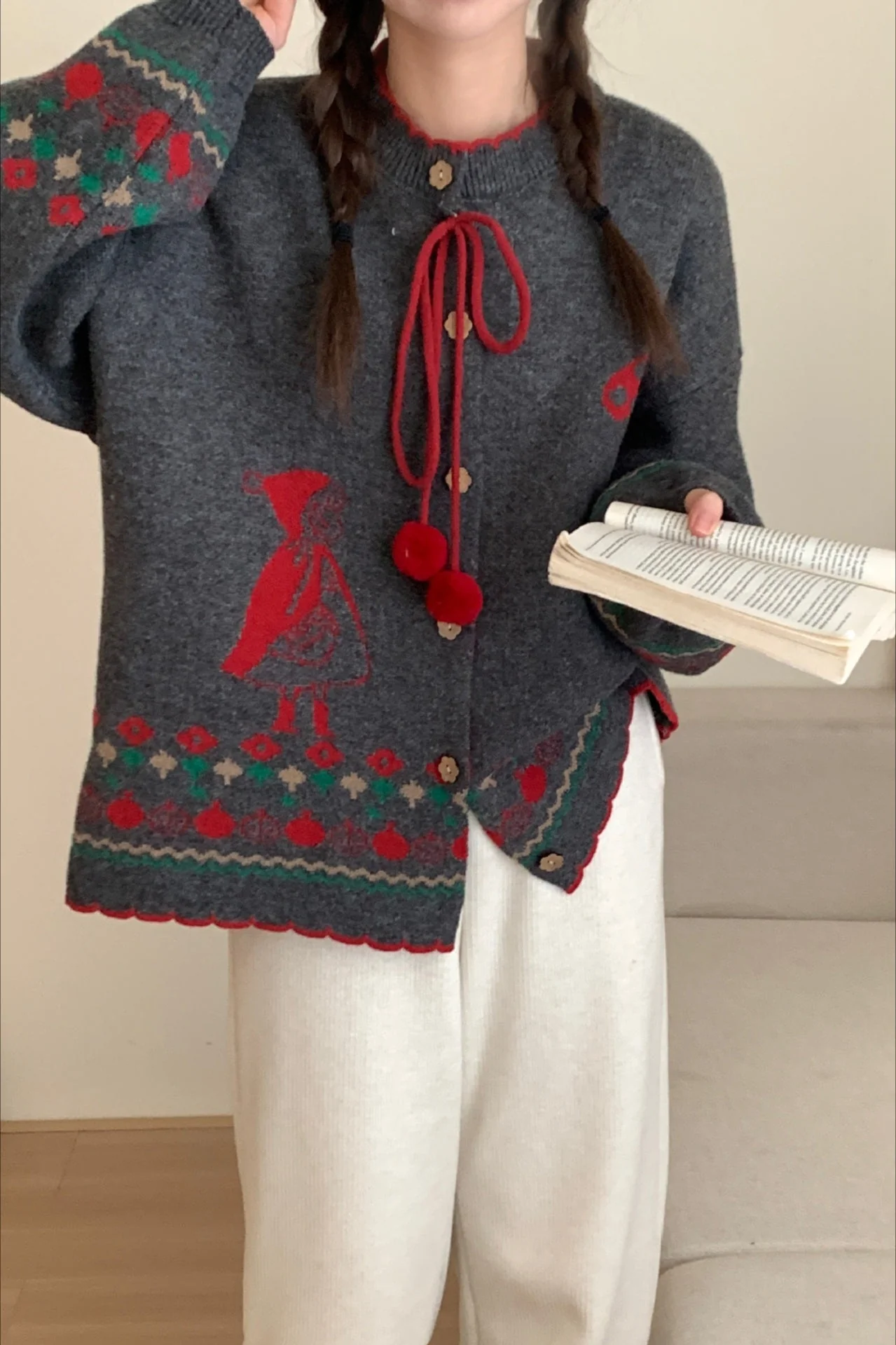 Pompom Oversized Cardigan - Image 6