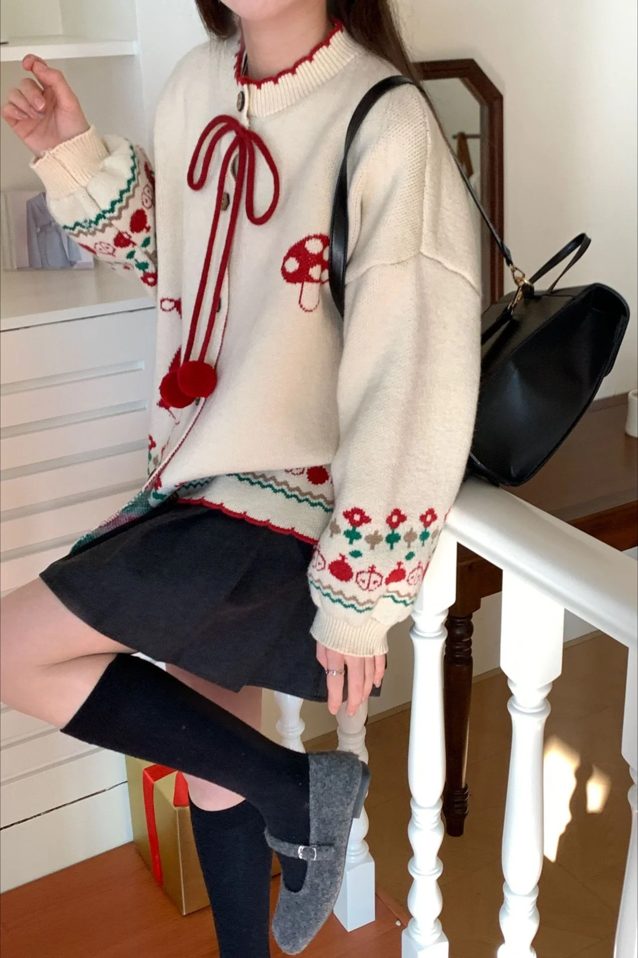 Pompom Oversized Cardigan - Image 7
