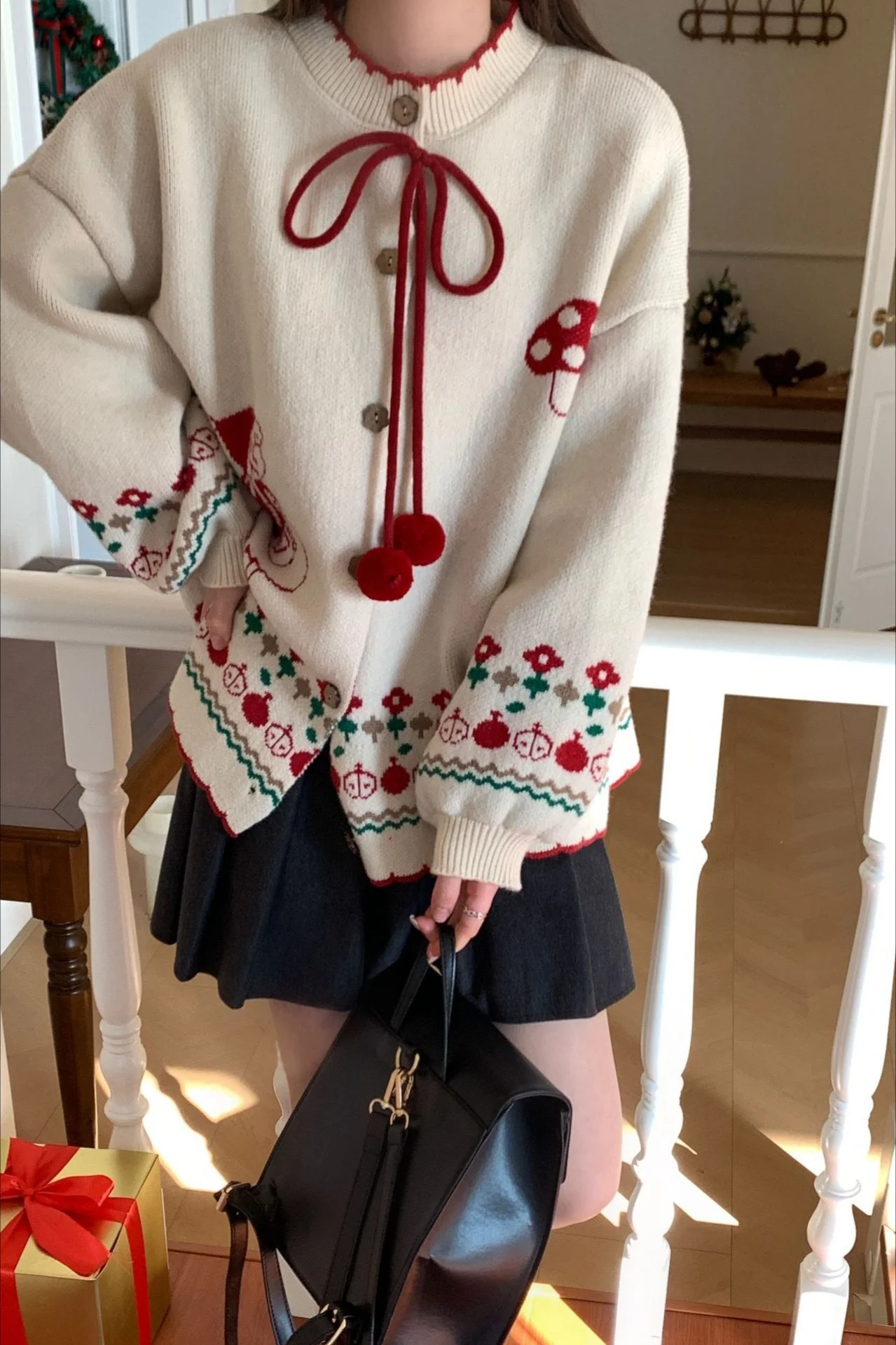 Pompom Oversized Cardigan - Image 8