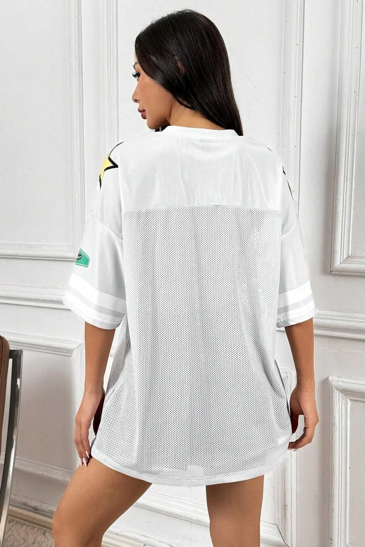 Fashion Loose Street Print Color Block Sporty T-shirt - Image 11