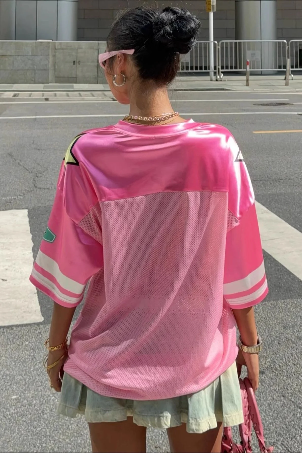 Fashion Loose Street Print Color Block Sporty T-shirt - Image 2
